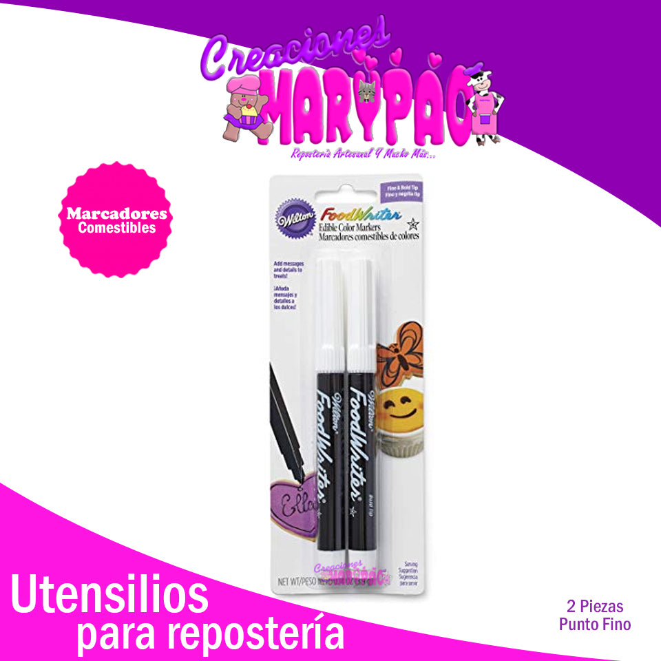 Set de Plumones Comestibles Wilton Marcadores Negro - Creaciones Marypao