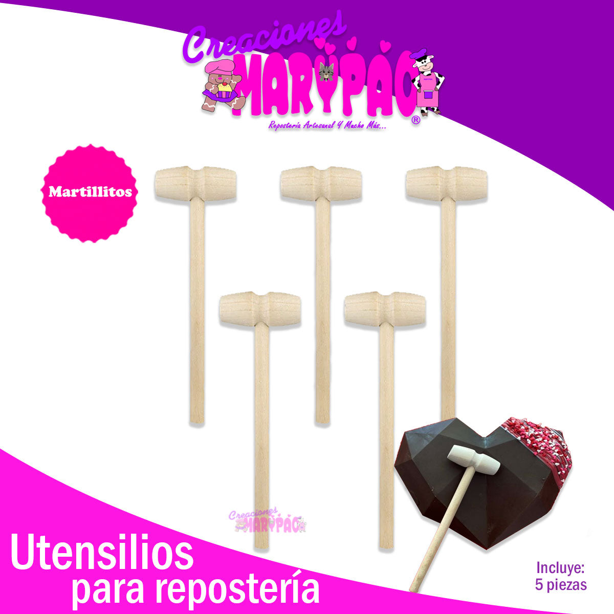 Martillitos Para Romper Corazón De Chocolate