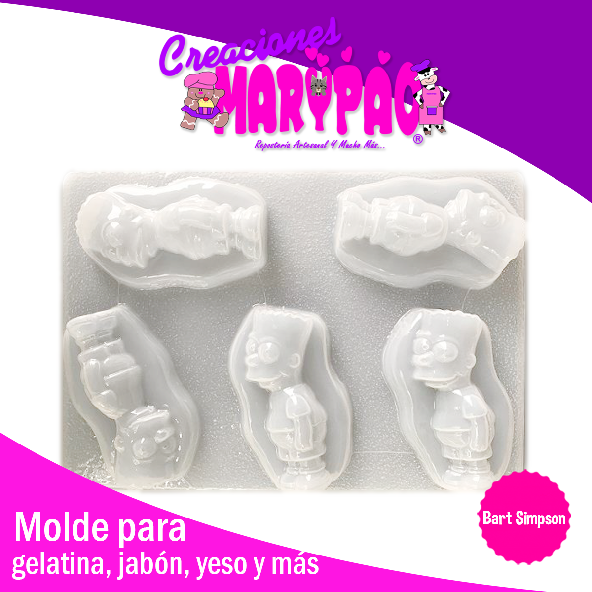 Molde Bart Simpson Gelatinas Jabones Figuras de Yeso