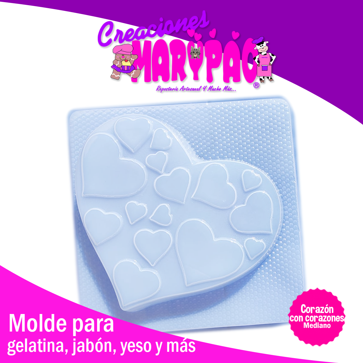 Molde Para Gelatinas Corazón Con Corazones Mediano