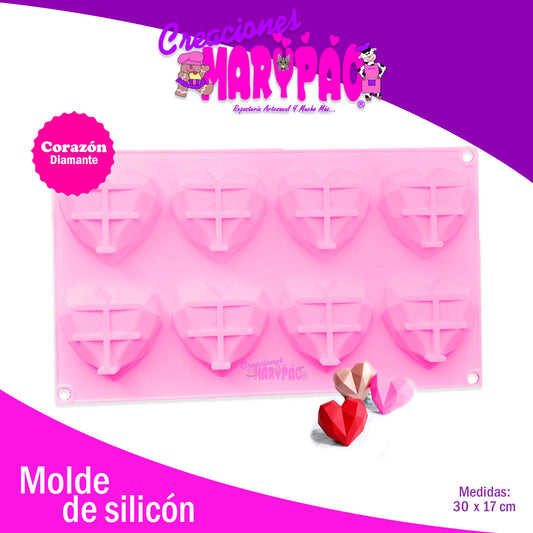 Molde Silicón Corazón Diamante