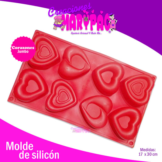 Molde De Silicón Corazones Jumbo Chocobombas