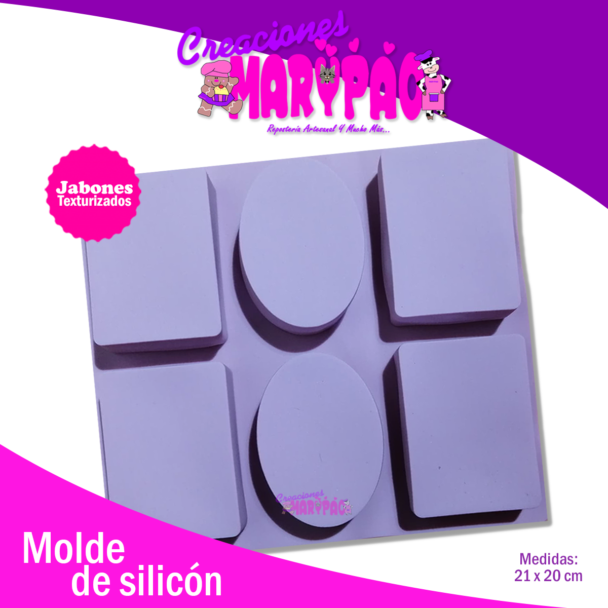 Molde Silicón Para Jabones Artesanales Terapéuticos Texturizados - Creaciones Marypao