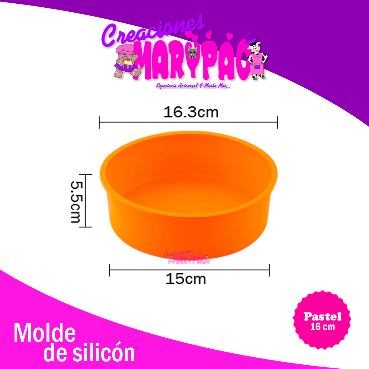 Molde De Silicón Redondo Para Pasteles 16 cm Antiadherente - Creaciones Marypao