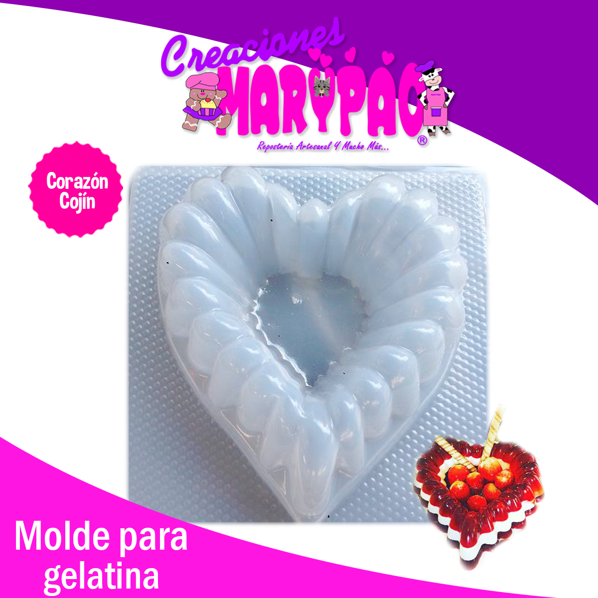 Molde Para Gelatinas Corazón Cojín 14 de Febrero