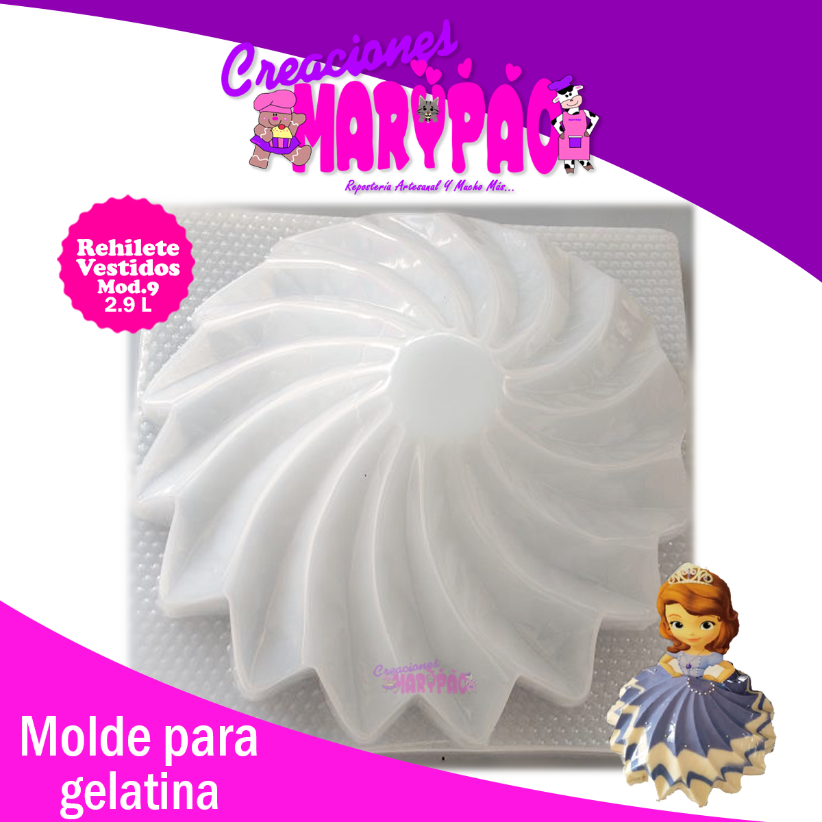 Molde Para Gelatina Vestido Princesa Recto Grande