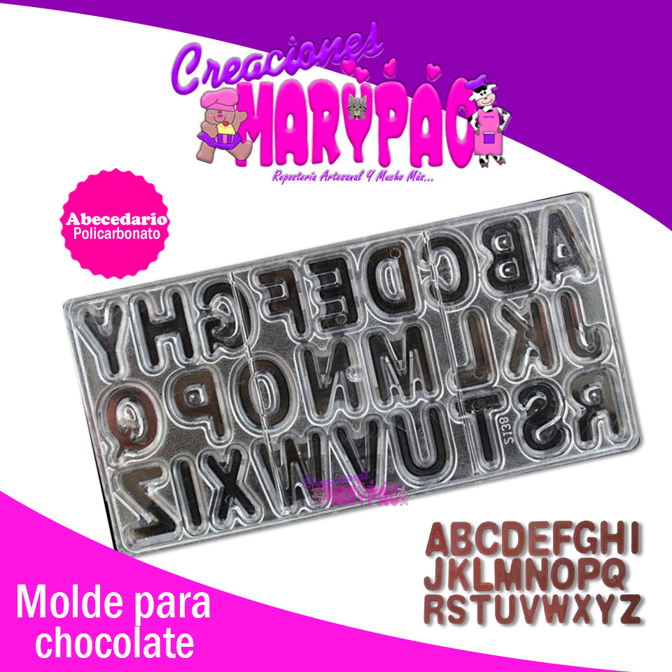 Molde Chocolate Policarbonato Abecedario - Creaciones Marypao