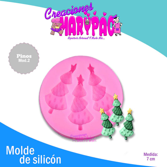 Molde De Silicón Pinos De Navidad Fondant - Creaciones Marypao