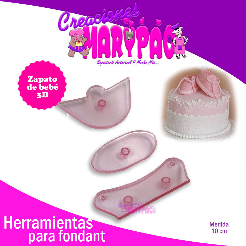 Molde Cortador Zapato De Bebé 3D Fondant - Creaciones Marypao