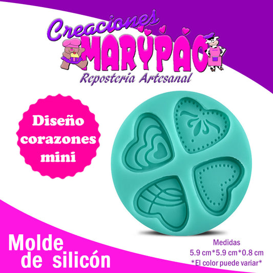 Molde De Silicón Corazones Mini - Creaciones Marypao