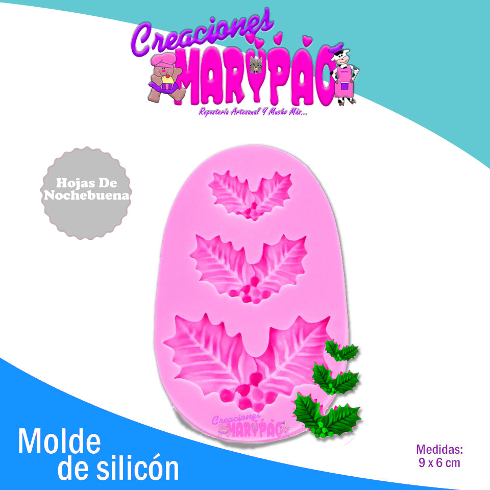 Molde De Silicón Hojas De Nochebuena Navidad - Creaciones Marypao