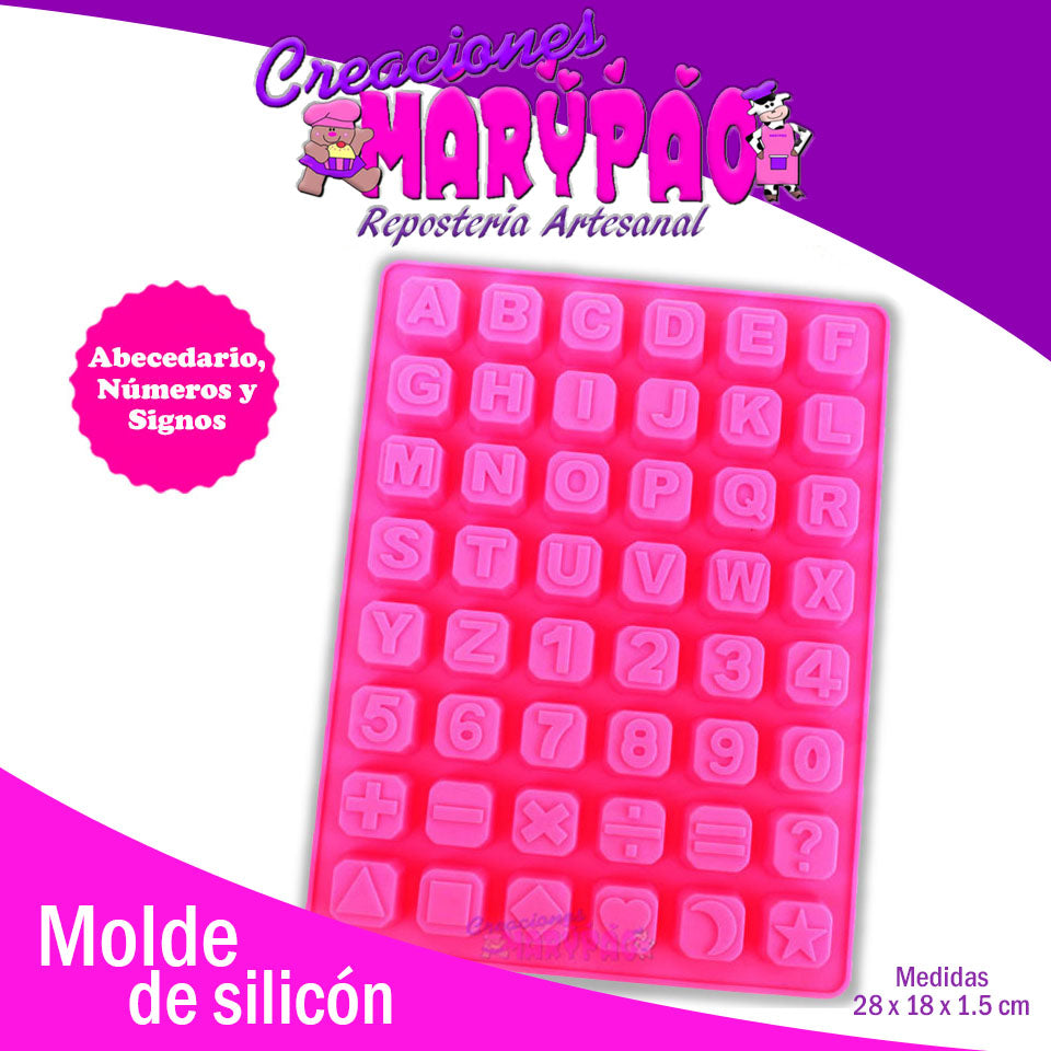 Molde Abecedario Letras Números Silicón Jabón Chocolate - Creaciones Marypao