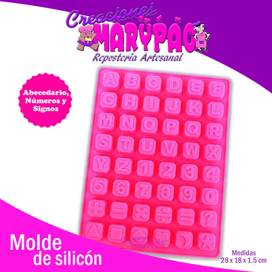 Molde Abecedario Letras Números Silicón Jabón Chocolate - Creaciones Marypao