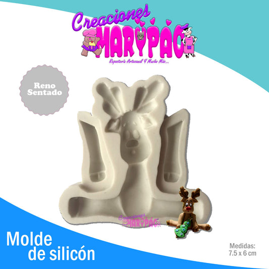 Molde De Silicón Reno Sentado Navidad - Creaciones Marypao