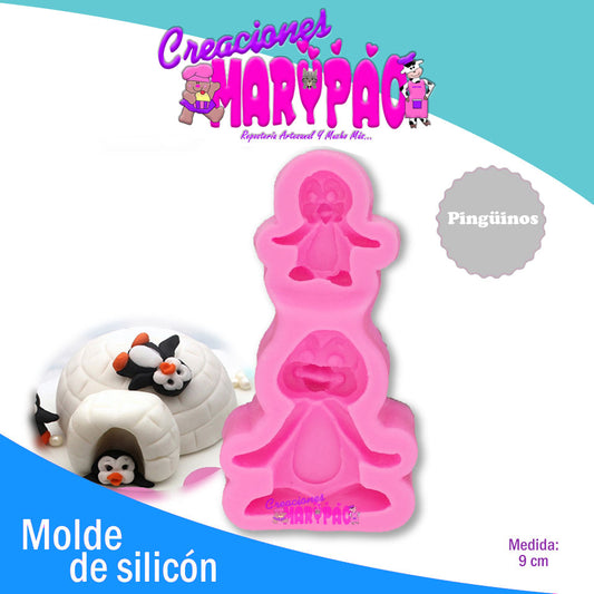 Molde De Silicón Pingüinos Navidad Fondant - Creaciones Marypao