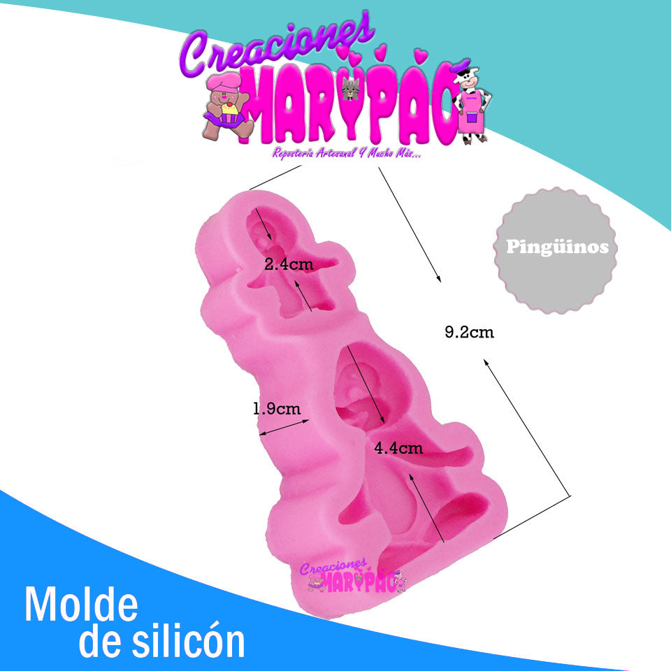 Molde De Silicón Pingüinos Navidad Fondant - Creaciones Marypao