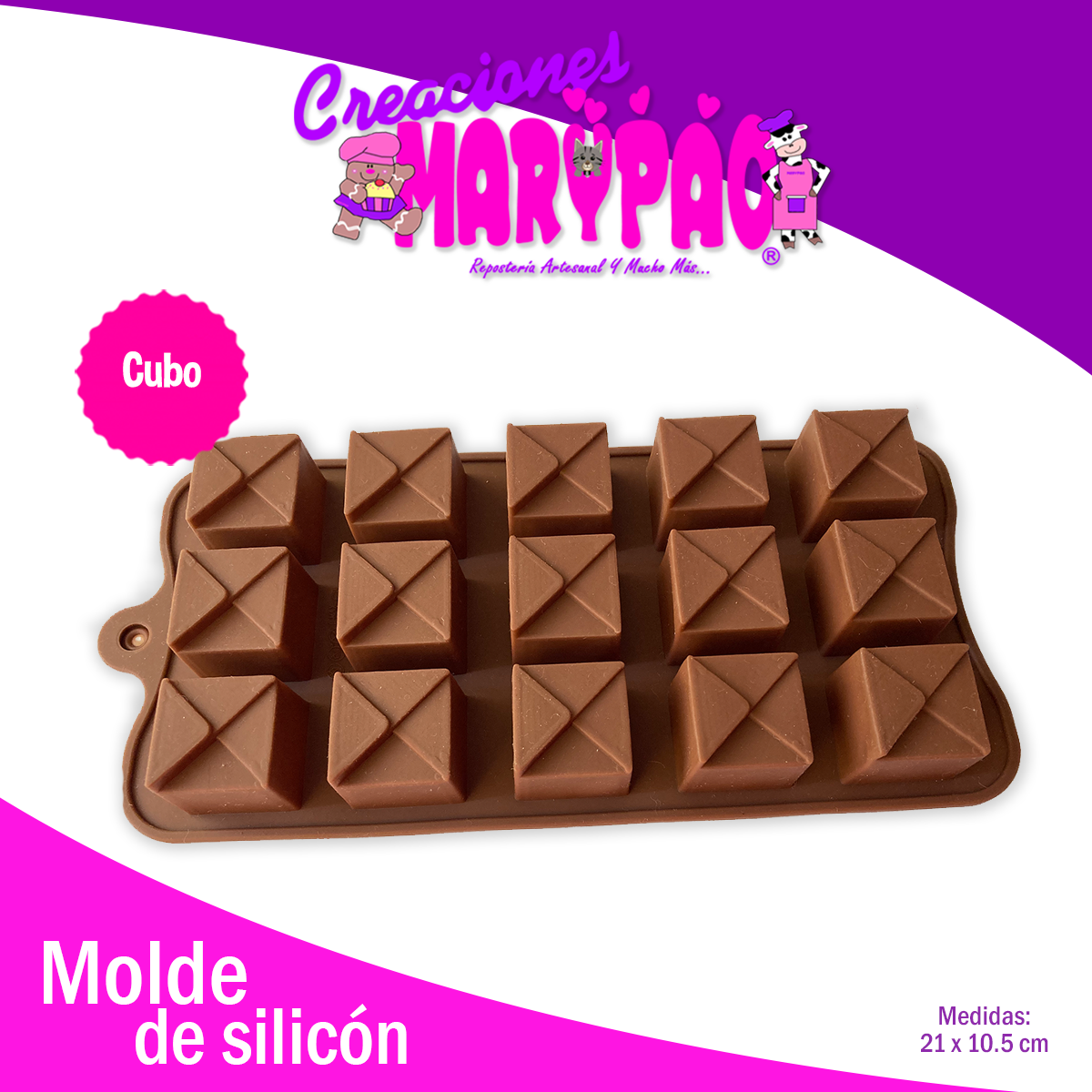 Triangle Topped Square Silicone Chocolate Mould