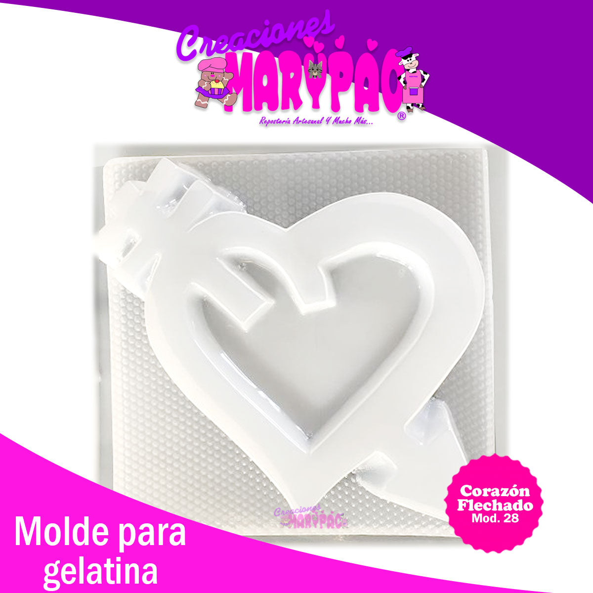 Molde Para Gelatinas Corazón Flechado Mod.28