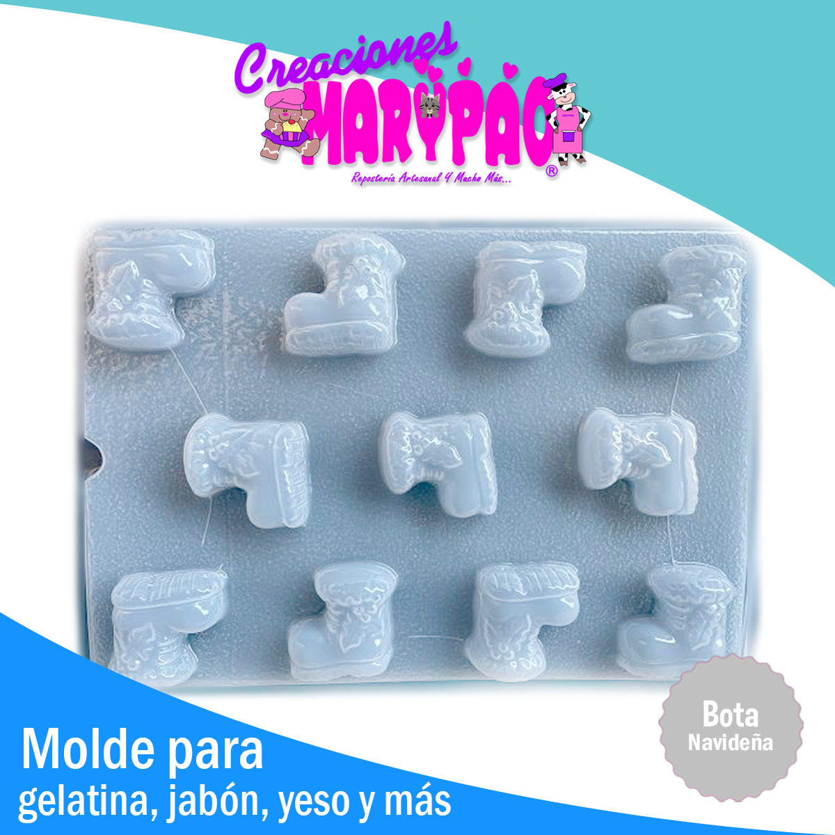 Molde Bota de Santa Navidad Jabones Gelatinas Yeso