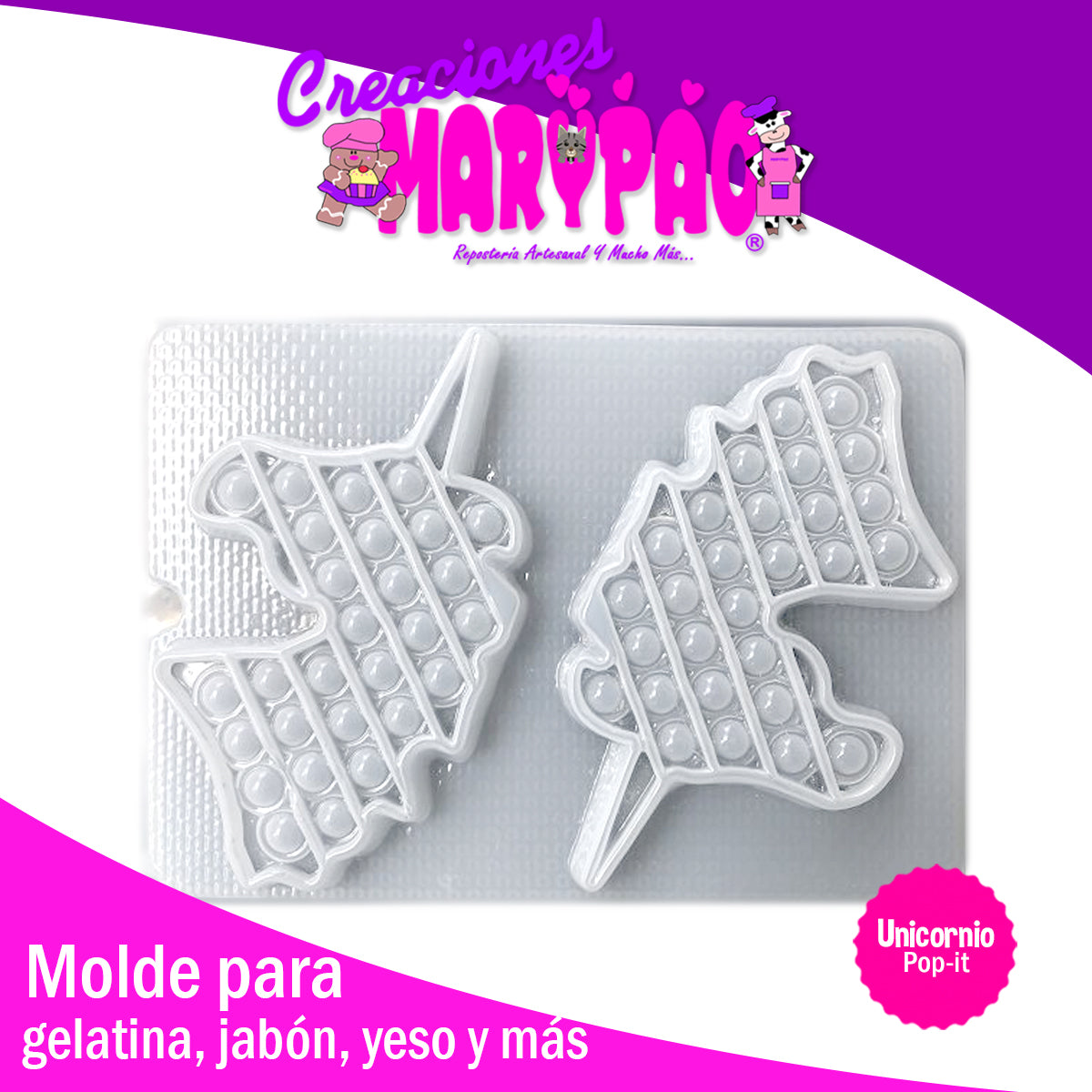 Molde Unicornio Pop It Gelatinas Figuras De Yeso Jabones