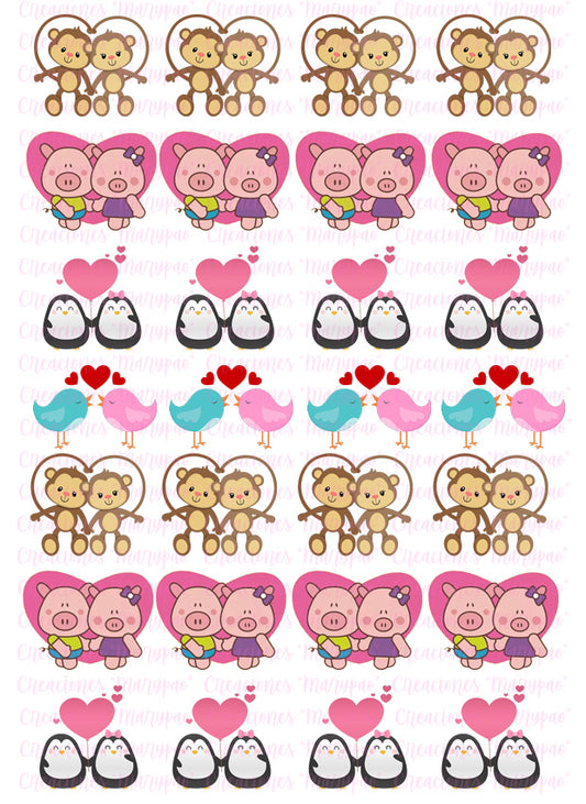 Obleas Para Decorar Gelatinas 14 de Febrero Amor 5 Modelos A Elegir - Creaciones Marypao