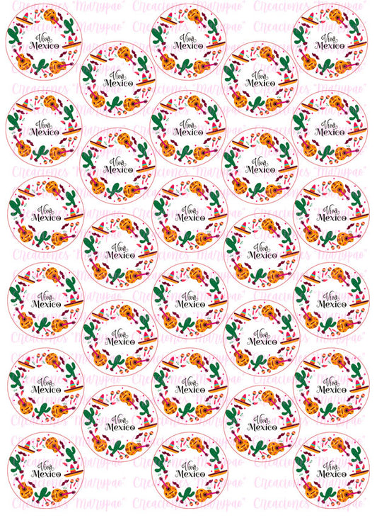 Oblea Comestible Viva México Fiestas Patrias - Creaciones Marypao