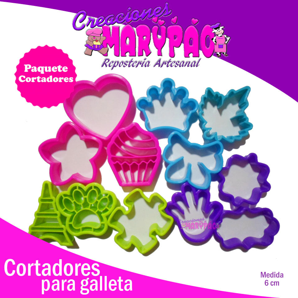 Cortadores Para Galletas Fondant Paquete 12 Pieza - Creaciones Marypao