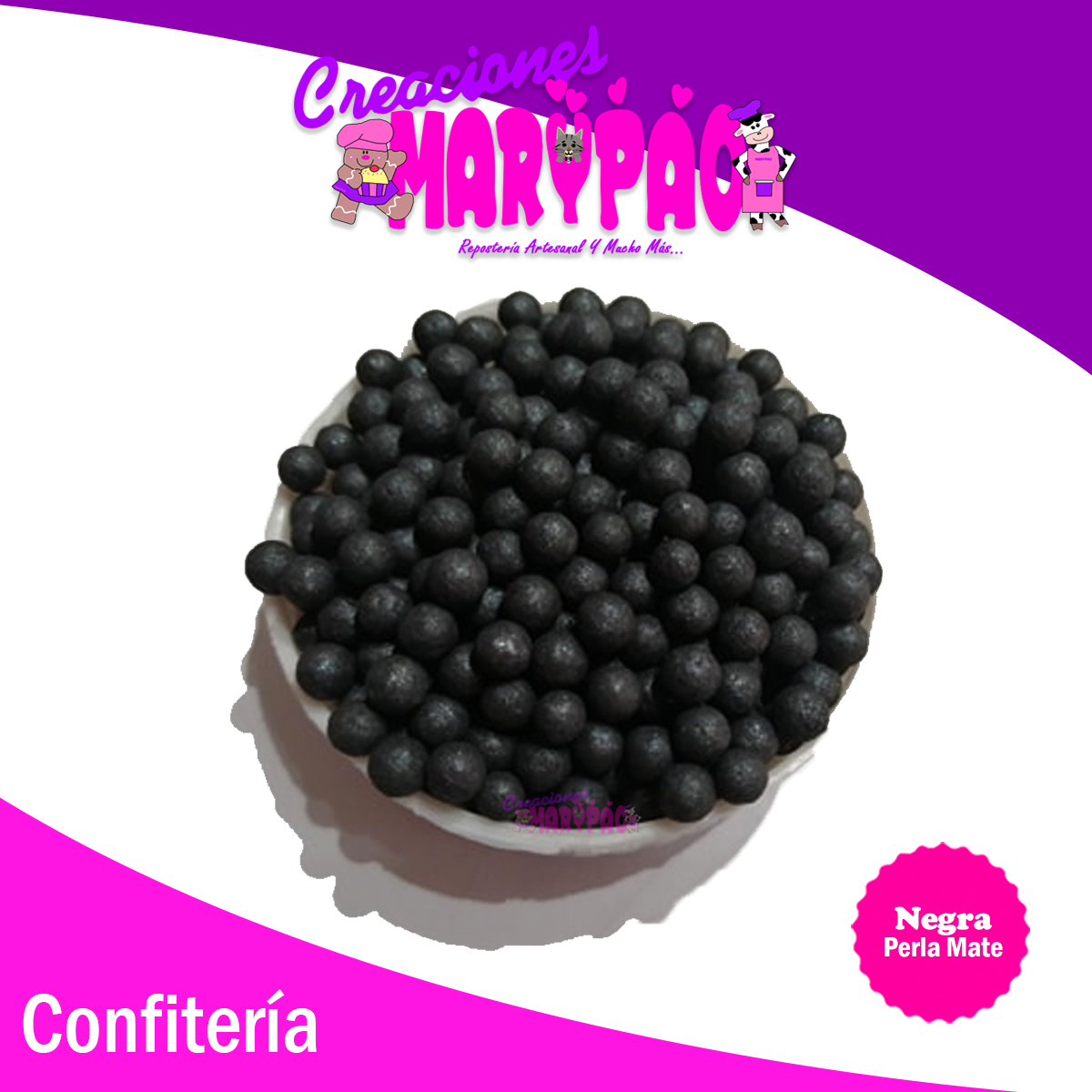 Perla Comestible Negra Confitería - Creaciones Marypao