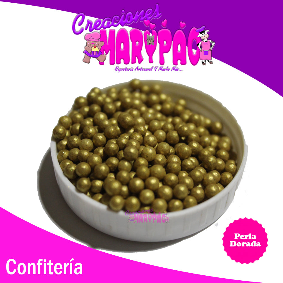 Perla Comestible Dorada Confitería - Creaciones Marypao