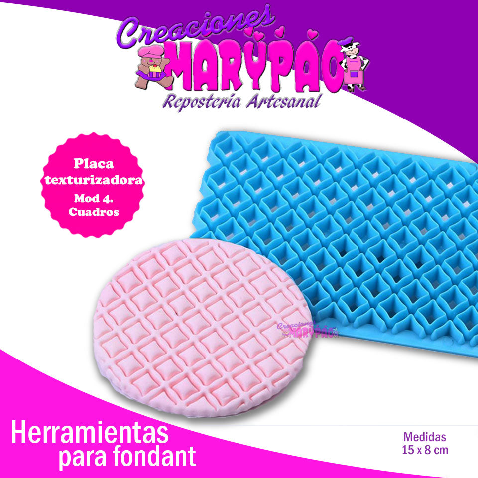Placa Texturizadora De Cuadros Mod4 Fondant - Creaciones Marypao