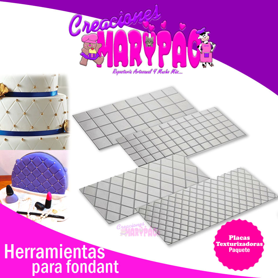 Placas Texturizadoras Para Fondant Pasteles Y Bolsas - Creaciones Marypao
