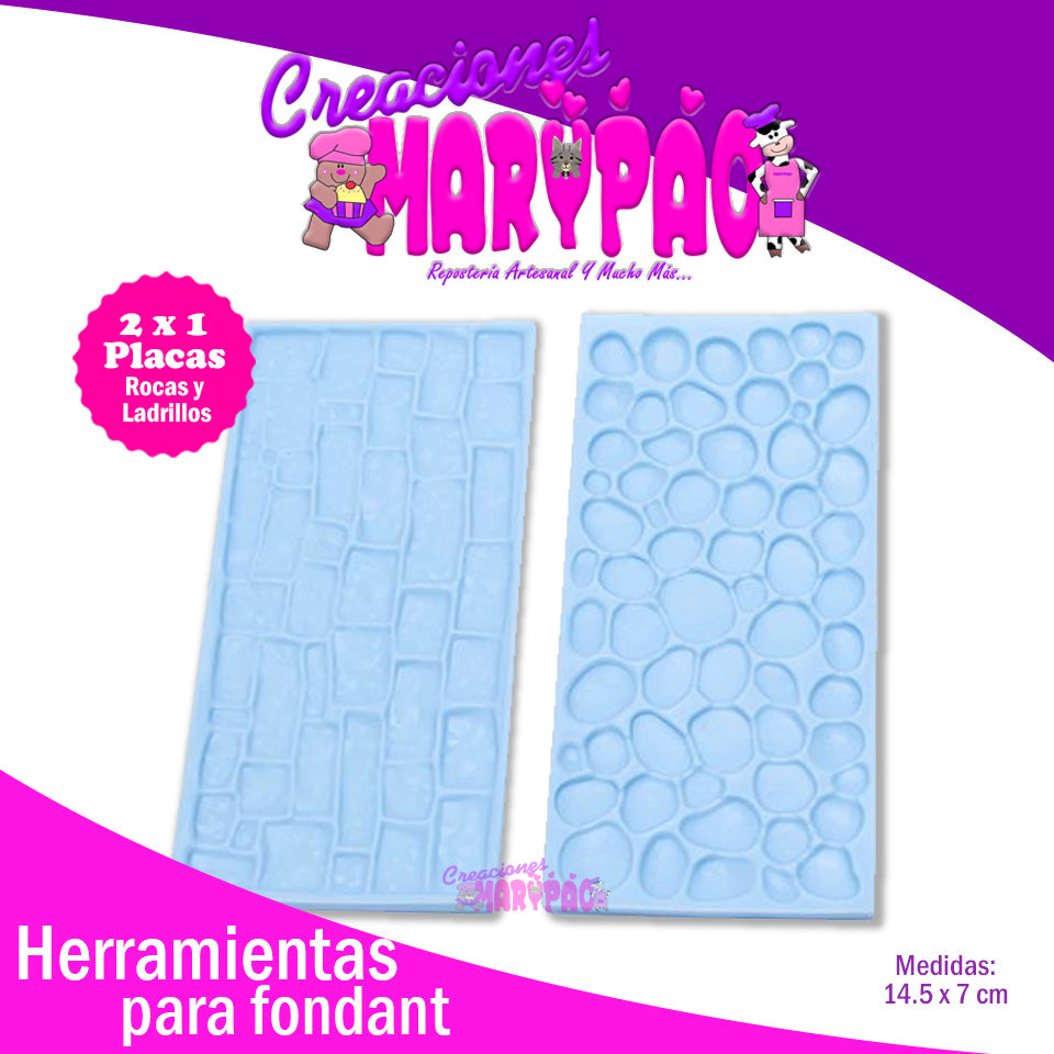 Placa Texturizadora Ladrillos Y Piedra Fondant - Creaciones Marypao