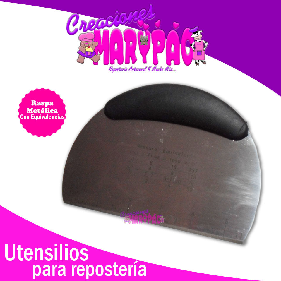 Raspa Metálica Cuña Con Equivalencias - Creaciones Marypao