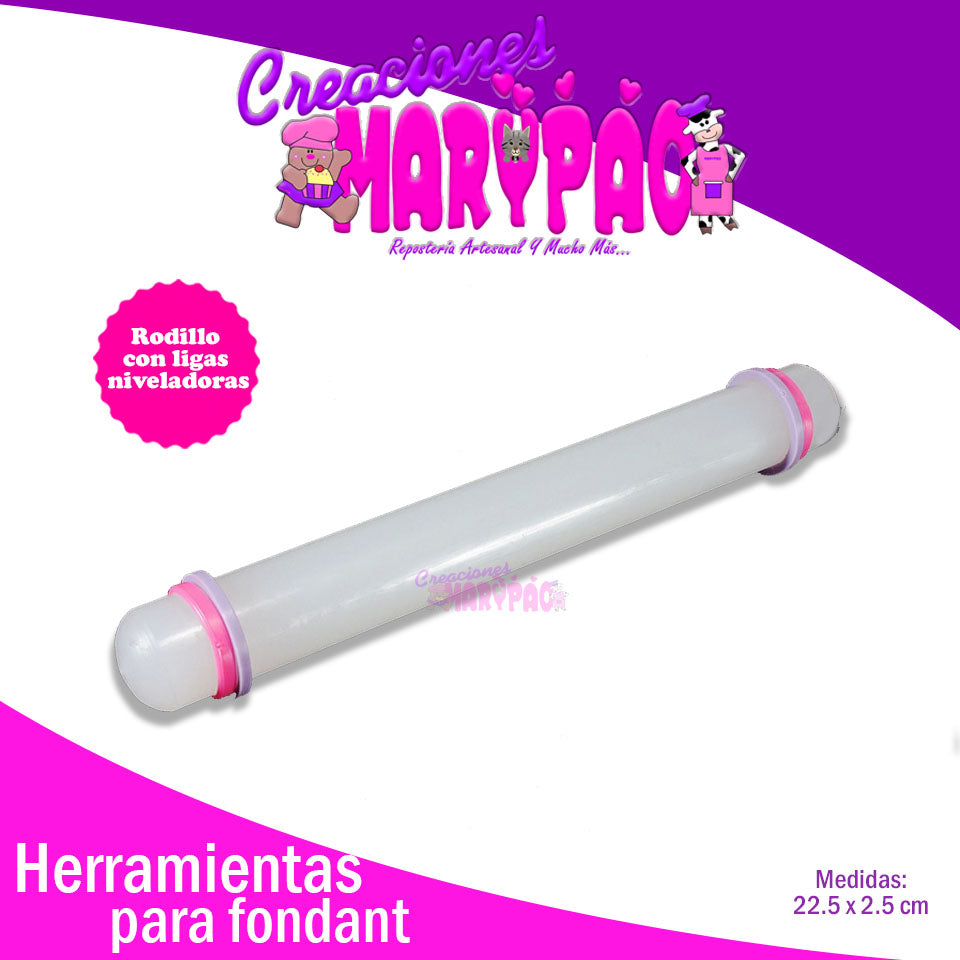 Rodillo Para Fondant Con Ligas Niveladoras - Creaciones Marypao