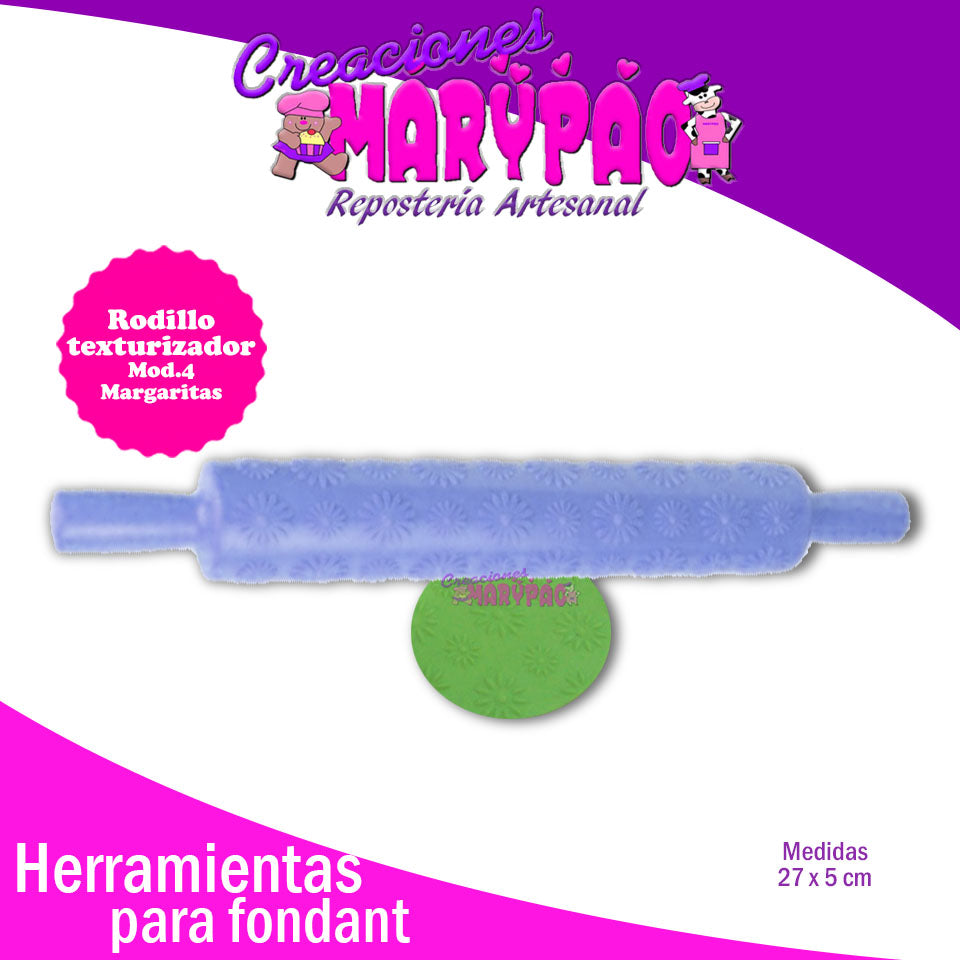 Rodillo Texturizador Margaritas Para Fondant - Creaciones Marypao