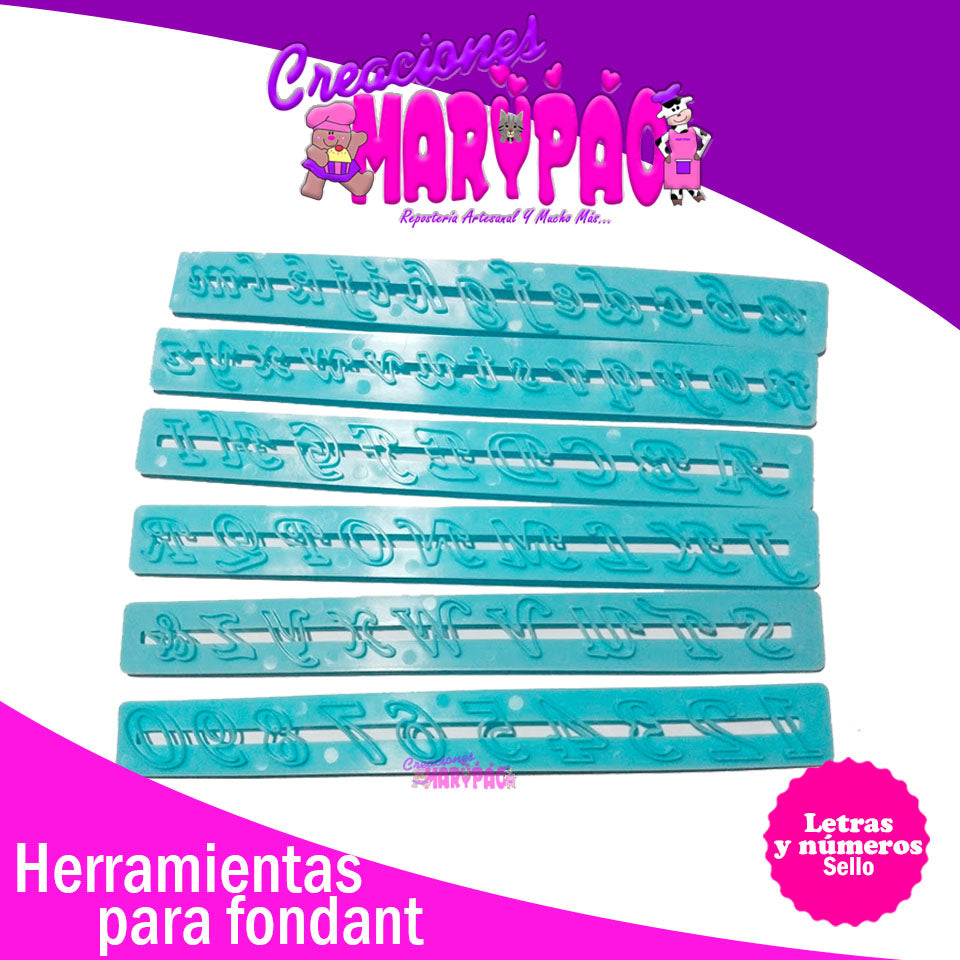 Sello Letras Mayúsculas Minúsculas Números Marcador Fondant - Creaciones Marypao