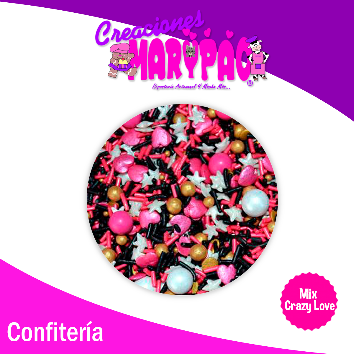 Mix Crazy Love Sprinkles Comestibles 14 De Febrero Para Cupcakes, Galletas, Etc.
