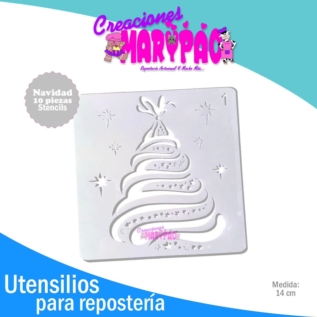 Stencils Navidad Árbol Santa Claus Regalos Reno Paquete 10 Piezas