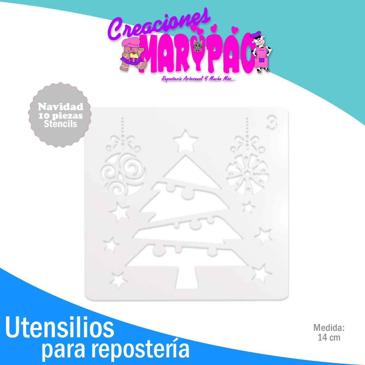 Stencils Navidad Árbol Santa Claus Regalos Reno Paquete 10 Piezas