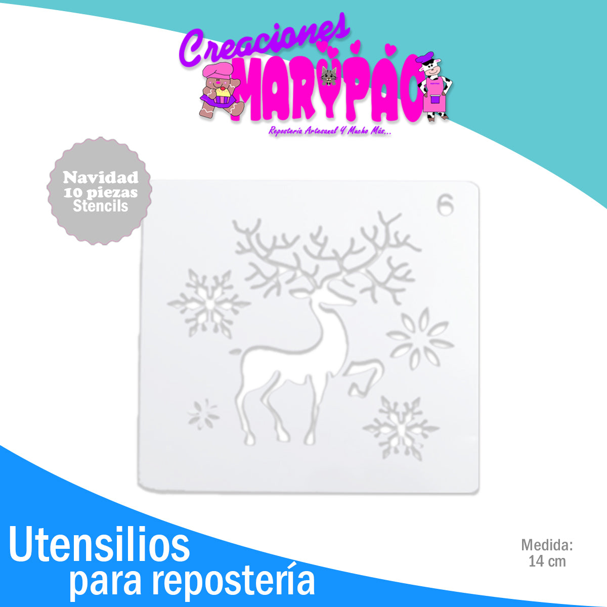 Stencils Navidad Árbol Santa Claus Regalos Reno Paquete 10 Piezas