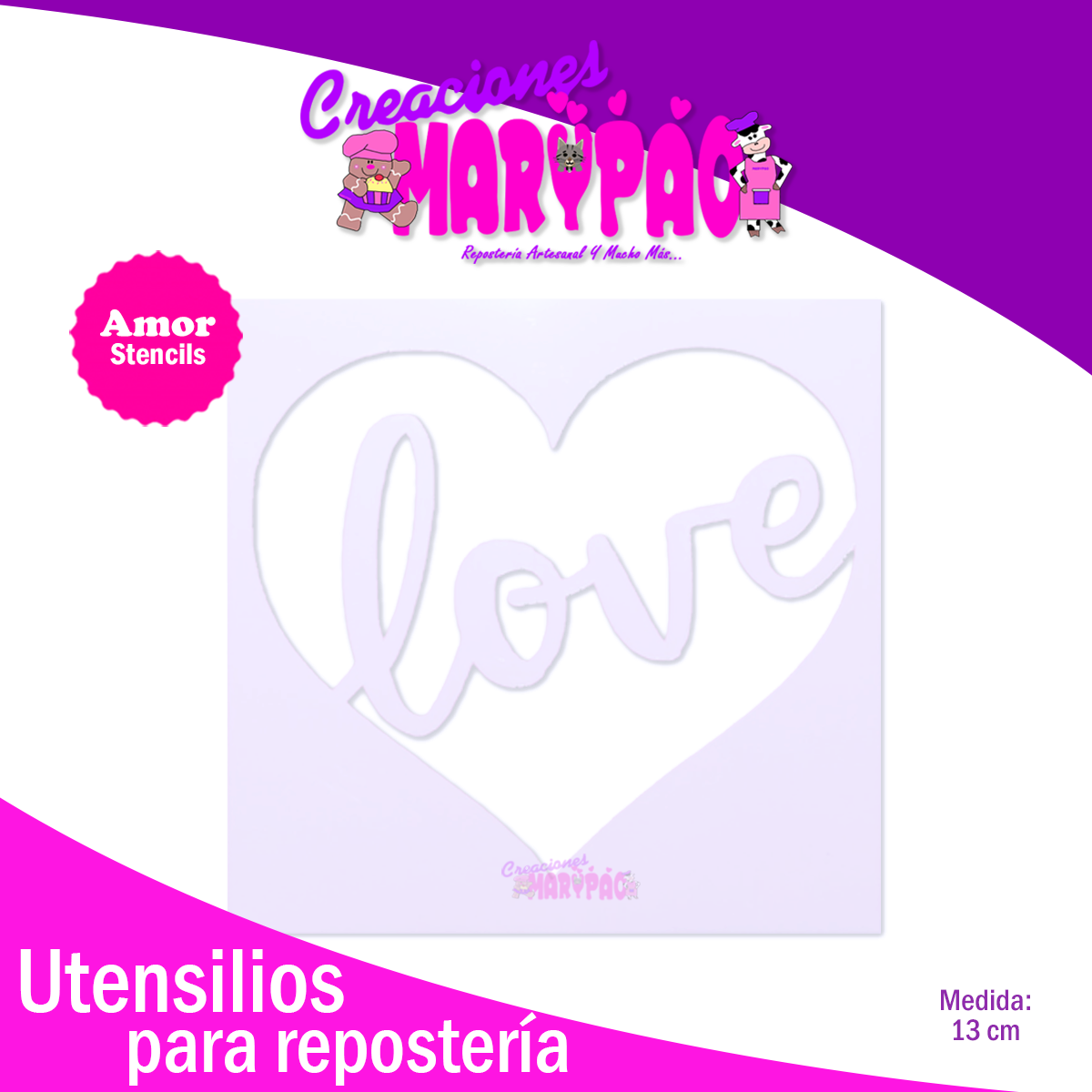 Stencils Corazones Amor Huellitas Mariposas Love Paquete 4 Piezas