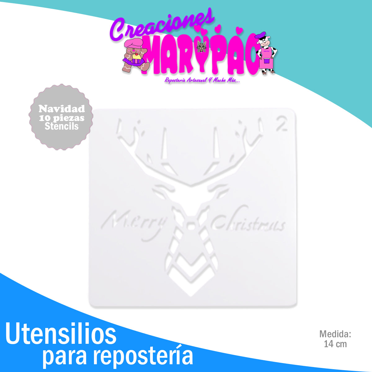 Stencils Navidad Árbol Santa Claus Regalos Reno Paquete 10 Piezas