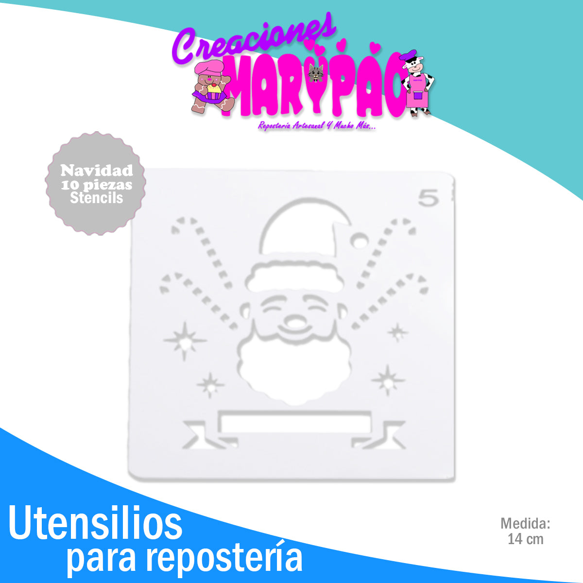 Stencils Navidad Árbol Santa Claus Regalos Reno Paquete 10 Piezas