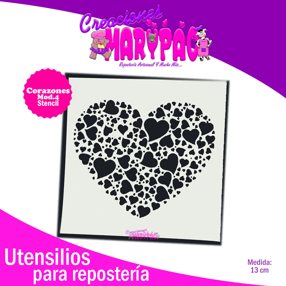 Stencil Corazón Pasteles Mod.4 - Creaciones Marypao