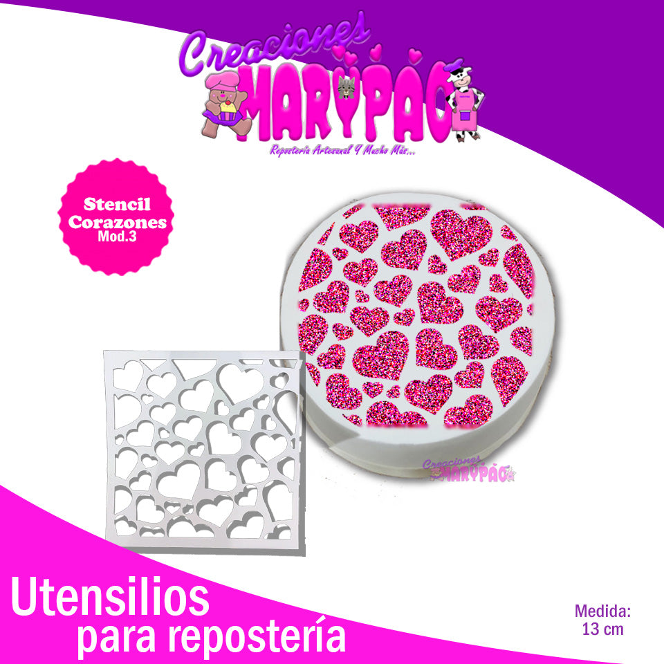 Stencil Corazón Pasteles Mod.3 - Creaciones Marypao