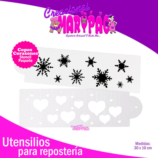 Stencils Corazón y Copos Pasteles - Creaciones Marypao