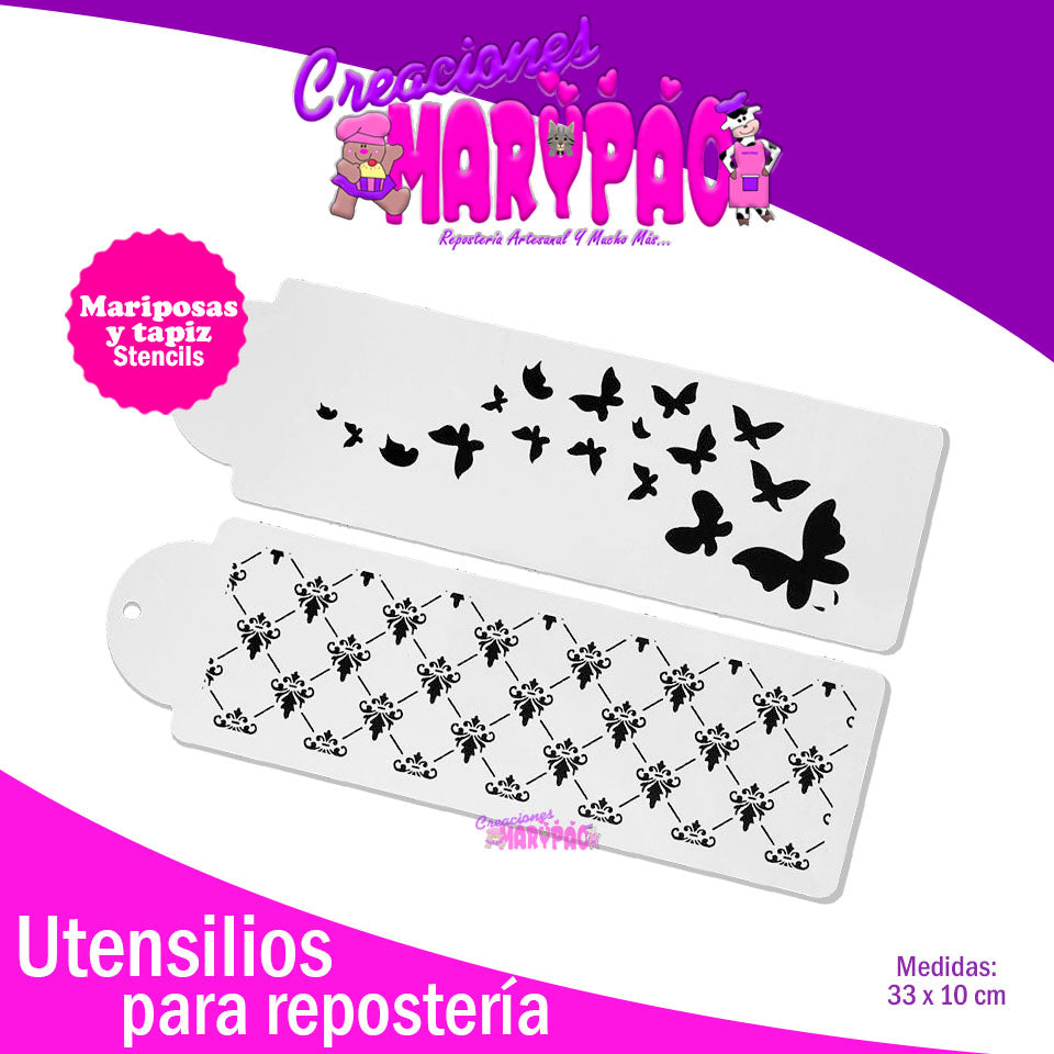 Stencils Mariposas y Tapiz Pasteles - Creaciones Marypao