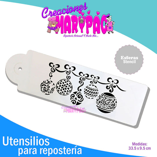 Stencil Esferas Navidad Para Pastel Madera Papel Etc - Creaciones Marypao