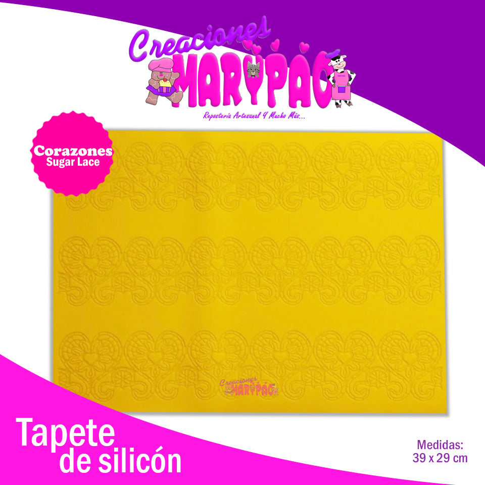 Tapete De Silicón Corazones Encaje De Azúcar Pasteles - Creaciones Marypao