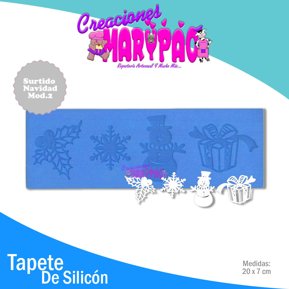 Tapete De Silicón Navidad Muñeco De Nieve Regalo Para Encaje De Azúcar - Creaciones Marypao